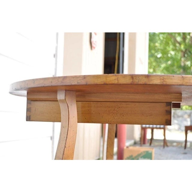 Mid 20th Century Vintage French Country Provincial Round Cherry Occasional Side Table W/ Drawer For Sale - Image 5 of 11