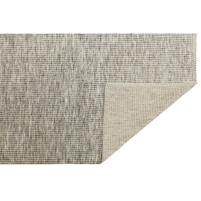 Modern Moroccan Style Wool Rug Neutral Earth Tones & Minimalist Grid Pattern For Sale - Image 4 of 10