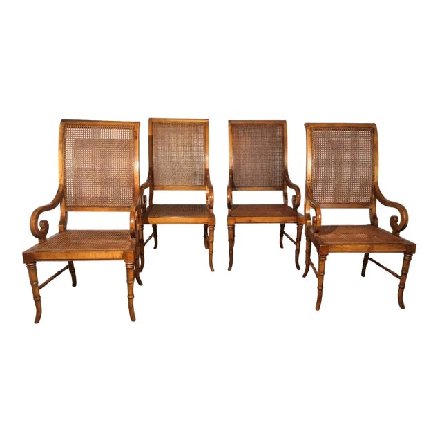 Set of 4 Cane Dining Chairs For Sale