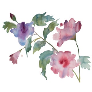 "Hibiscus No. 5" Contemporary Original Botanical Flowers Watercolor Painting by Elizabeth Becker For Sale