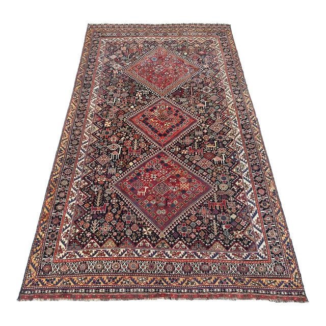 Antique Tribal Oriental Animal Figures Rare Fine Weave Rug (Circa 1900–1910 - 5' 4'' X 8' 10'' For Sale