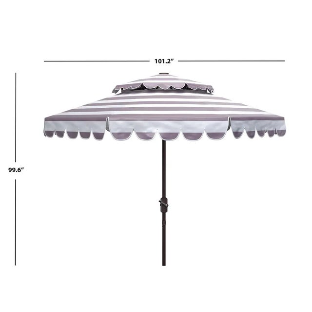 Contemporary Vienna 9 Ft Double Top Umbrella - Gray/White For Sale - Image 3 of 4