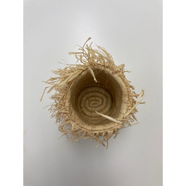 Woven Pencil Cup Pen Holder With Raffia Fringe For Sale - Image 4 of 6