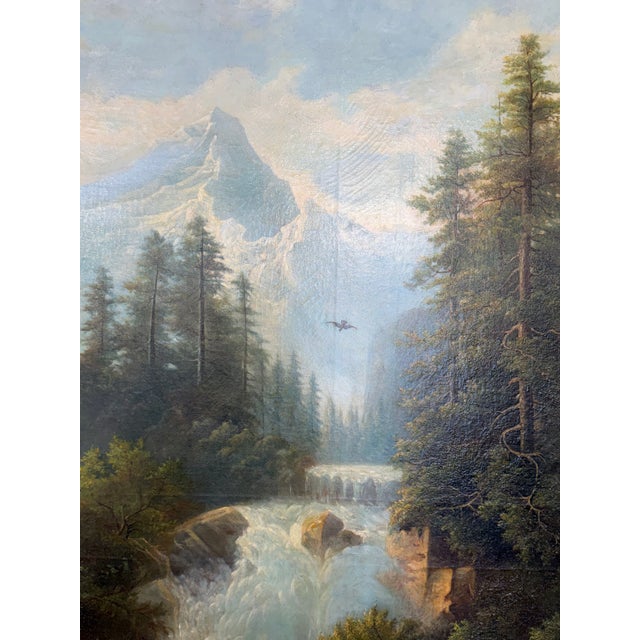 Textile Large 19th Century Oil on Canvas For Sale - Image 7 of 11