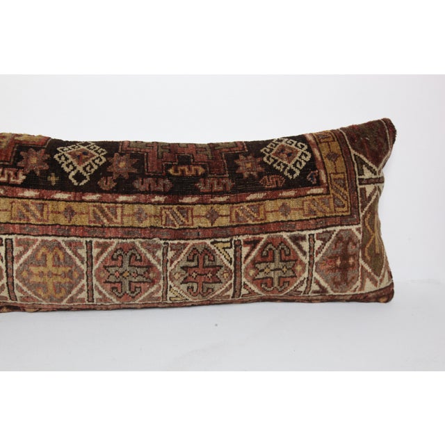 Coffee Antique Caucasian Tribal Handwoven Wool Lumbar Pillow Cuhion -16'' X 42'' For Sale - Image 8 of 13