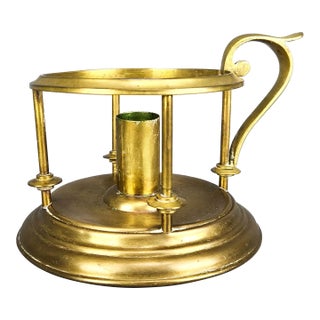 Antique Ornate Brass Chamberstick With Handle For Sale