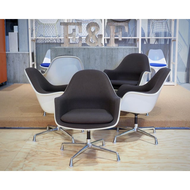 EC178 Swivel Arm Chair in Hopsack Brown by Charles & Ray Eames for Herman Miller, 1970s, Set of 5, in Very Good...