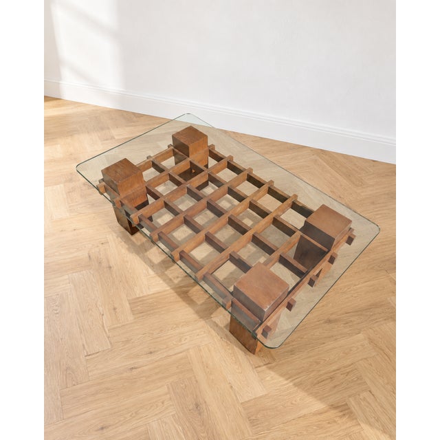 Mid-Century Modern Italian Wood and Glass Coffee Table, 1970s For Sale - Image 6 of 11