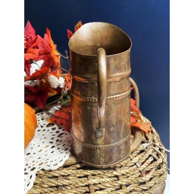 Early 20th C Primitive Rustic Hand-Hammered, Forged Copper Pitcher For Sale - Image 12 of 17