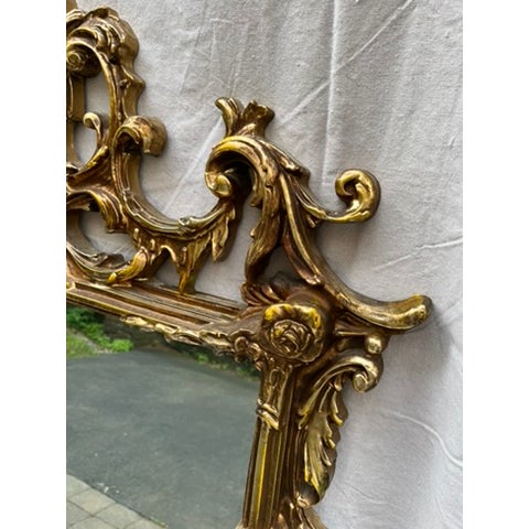 Chinoiserie Vintage Large Gold Chinoiserie Wall Mirror For Sale - Image 3 of 11