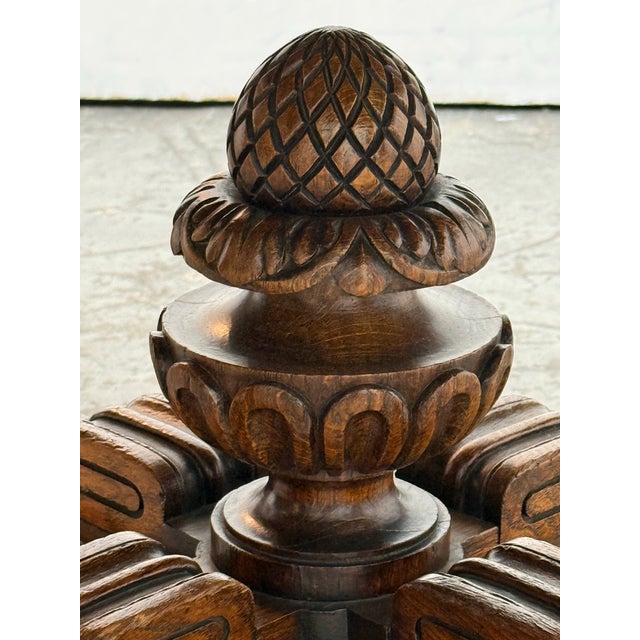 Hand Carved Wood Base + Wood Top, Antique For Sale - Image 10 of 12