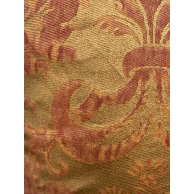 Custom Mariano Fortuny Pillows in Antique Gold & Coral Damask For Sale In Los Angeles - Image 6 of 16