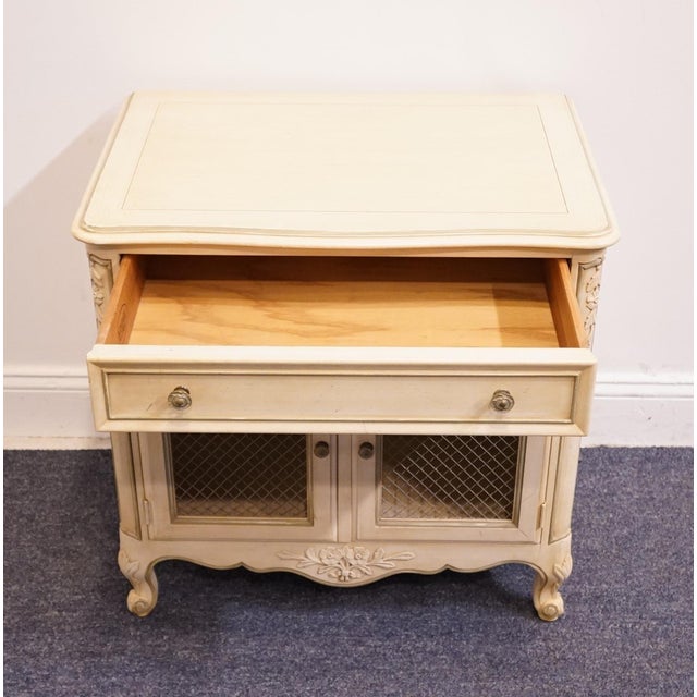 Kindel Furniture Rochelle Collection Cream Pained Country French Provincial 26" Cabinet Nightstand W. Grilled Doors 311-41-41 For Sale In Kansas City - Image 6 of 16