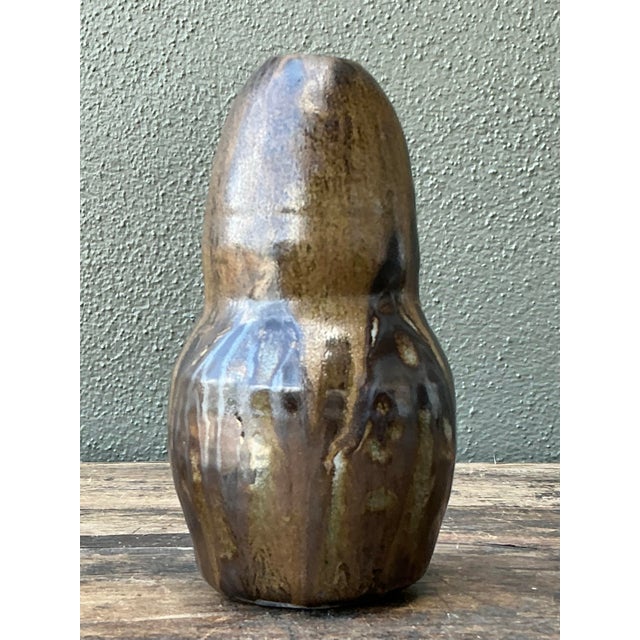 Brown Vintage Original Studio Pottery Vase For Sale - Image 8 of 12