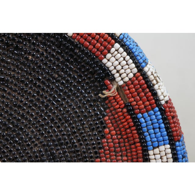 Late 20th Century African Cameroon Bamileke Tribal Beaded Zoomorphic Side Table Stool 16" For Sale - Image 9 of 16