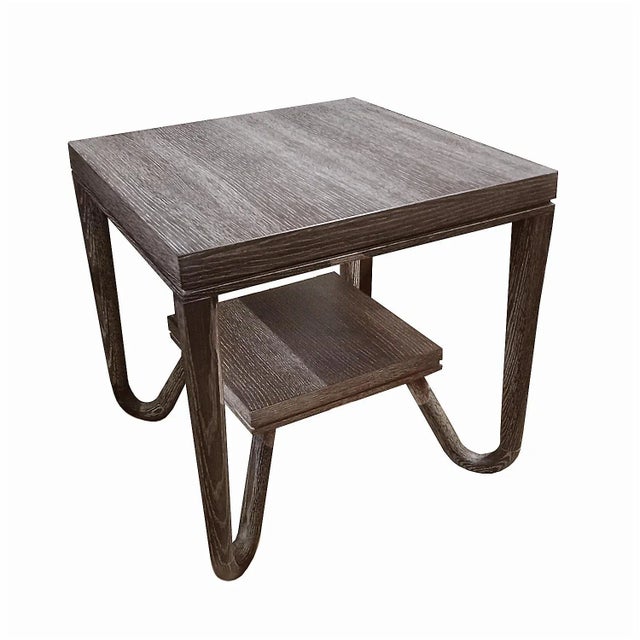 "York" Oak End Table in Espresso Ceruse Finish For Sale In New York - Image 6 of 7