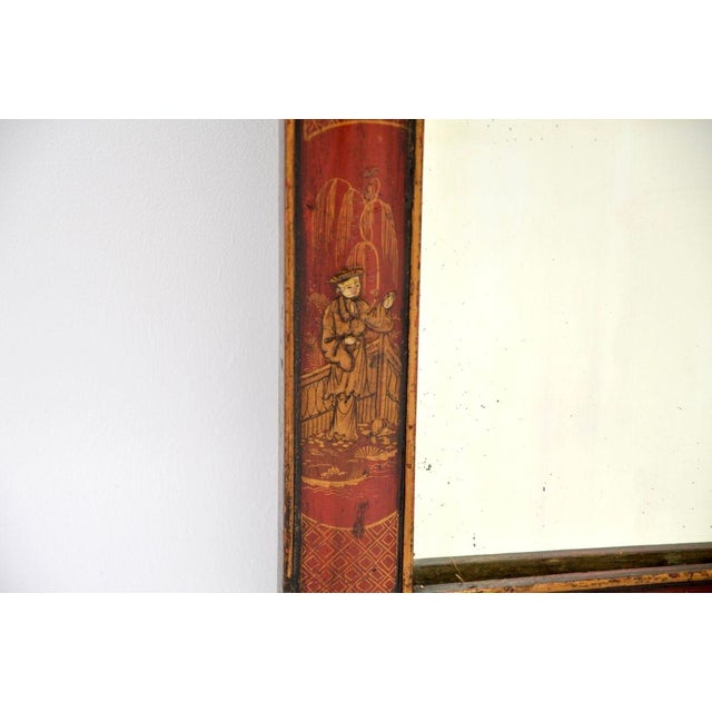 Brown Antique Georgian Chinoiserie Lacquered Mirror, 1800s For Sale - Image 8 of 11