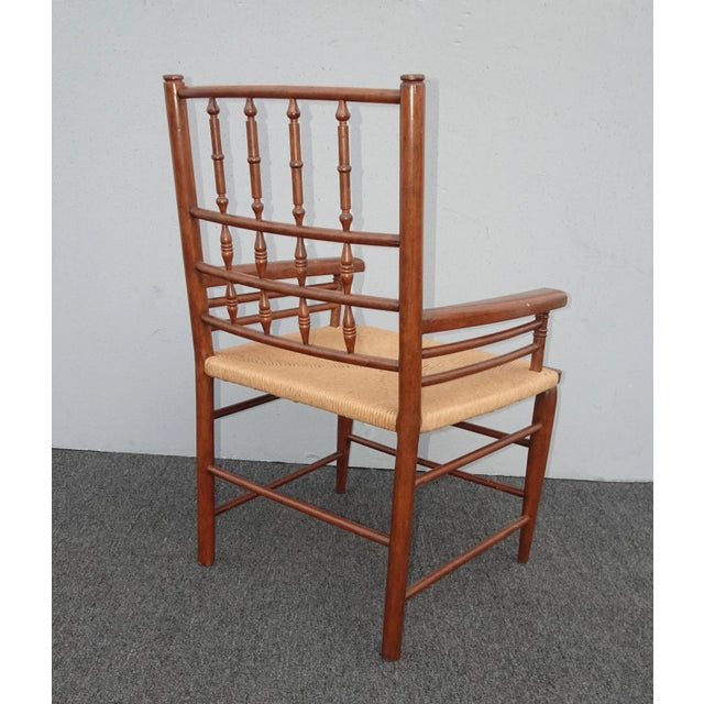 Vintage French Country Brown Rush Oversized Side Chair For Sale - Image 12 of 13