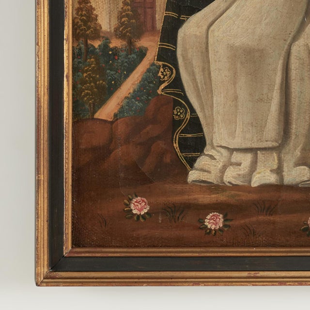 Antique Religious Mexican Painting of a Female Saint For Sale - Image 9 of 11