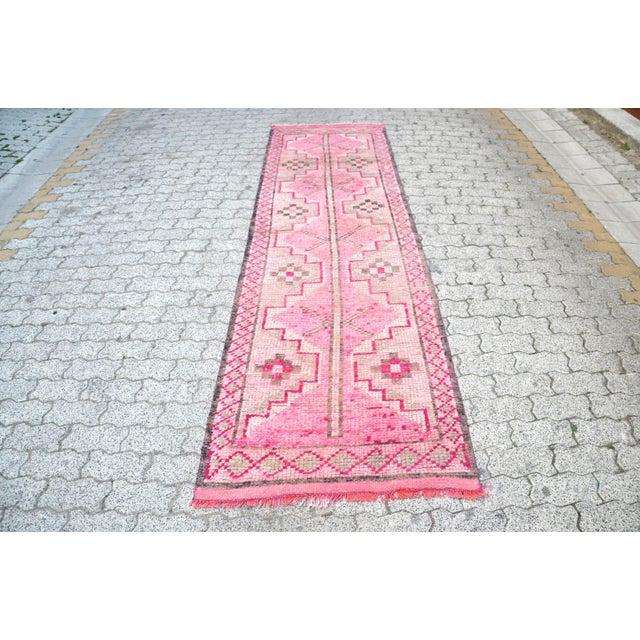 Vintage Faded Pink Hallway Runner For Sale - Image 11 of 11