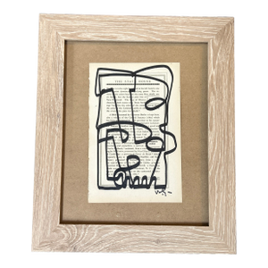 Contemporary Original Abstract Marker Drawing by Wayne Cunningham on Vintage Paper