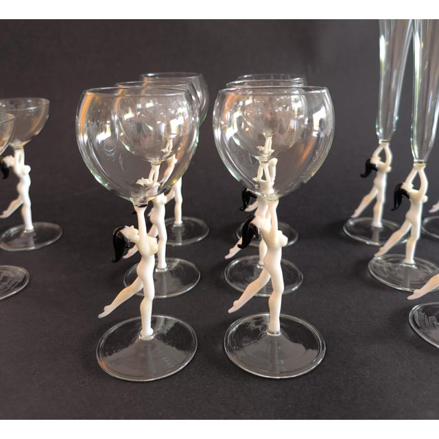 Liqueur and Wine and Champagne Glasses from Lauscha, 1940s, Set of 18 For Sale - Image 3 of 15