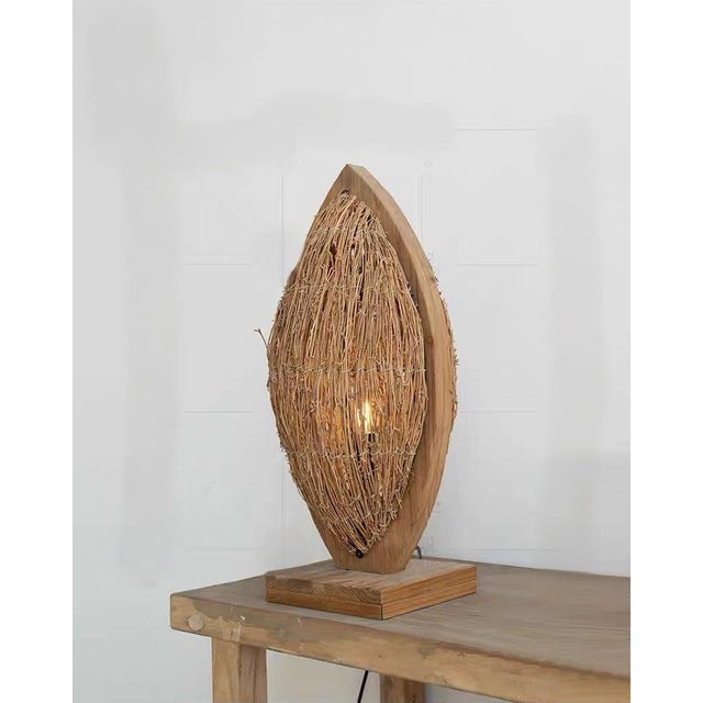The lampshade is hand-woven with natural rattan branches (retaining the original material texture, the light transmission...