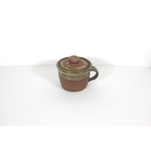 French Country Vintage Studio Pottery Lidded Mug For Sale - Image 3 of 10