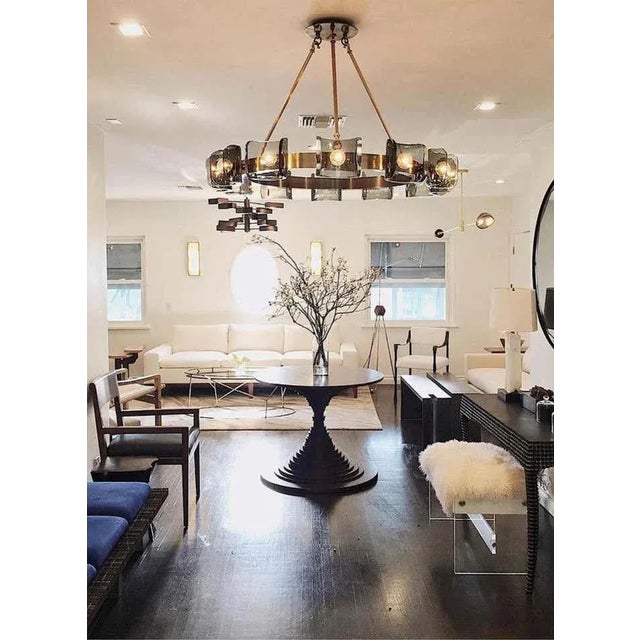 Chocolate Walnut Dining Table With Stacked Discs For Sale - Image 8 of 8