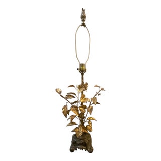 Mid Century Italian Gilt Tole Lamp For Sale