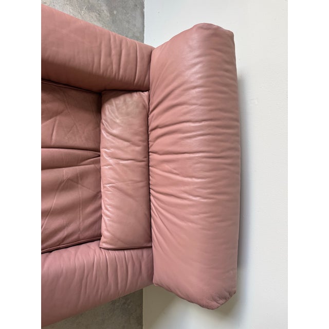 1980s 1980s Italian Postmodern Salotti Natuzzi Pink Leather Lounge Chair/ Sold For Sale - Image 5 of 12