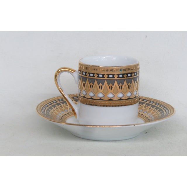 Late 20th Century Yamasen Japan Fine Porcelain Espresso Cup and Saucer 2pc Set Gold Plated For Sale - Image 10 of 12