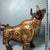 Vintage Gilt-Decorated Brass Bull Sculpture / Chinese Feng Shui Ox Statue For Sale - Image 9 of 9