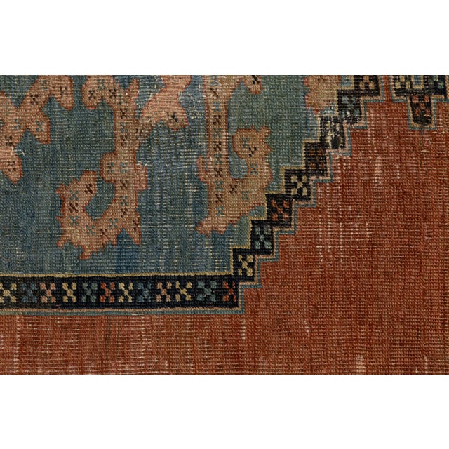 Textile Antique Serapi Heriz Wool Rug With Medallion & Terracotta Field For Sale - Image 7 of 12