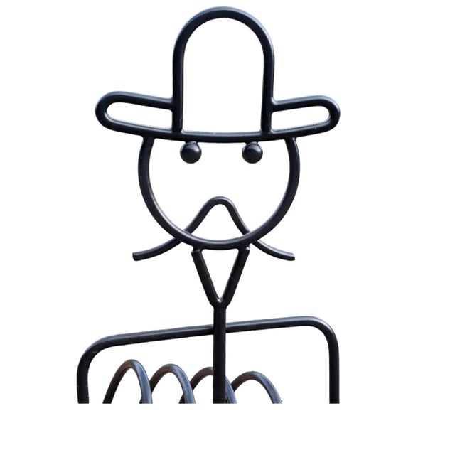 Farmhouse Vintage John Risley Style Black Metal Cowboy Bottle Holder For Sale - Image 3 of 10