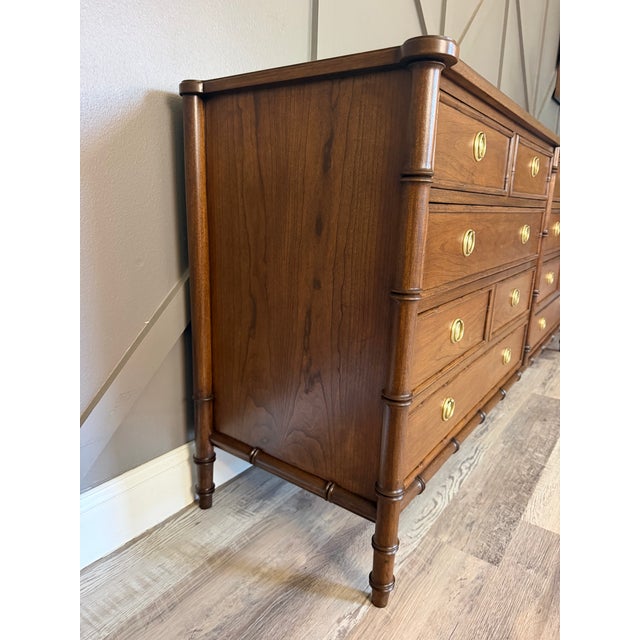 1960s Professionally Restored Mid-Century National Mount Airy Faux Bamboo Bedroom Set - 4 Pieces For Sale - Image 5 of 17