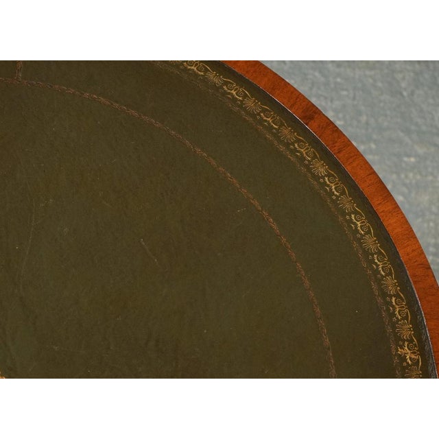 Fine Regency Drum Top Library Table with Aged Green Leather Top For Sale - Image 13 of 15