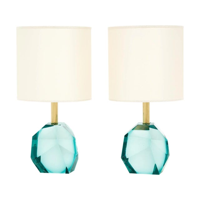 Murano Glass Aquamarine Rock Lamps For Sale - Image 10 of 10