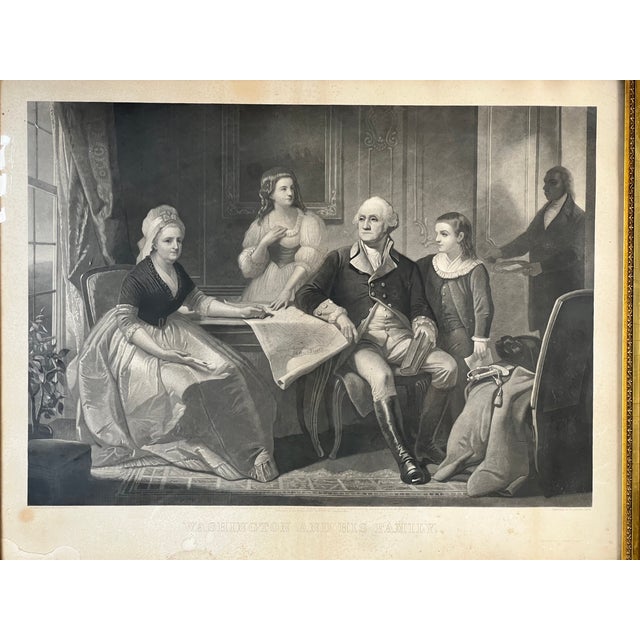 American Antique "Washington and His Family" Engraving in Period Gilt Frame, Published by Bradley & Co., Philadelphia, 1858 For Sale - Image 3 of 13
