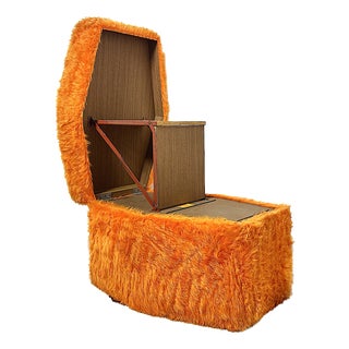 Vintage Orange Ottoman, Italy, 1970s For Sale