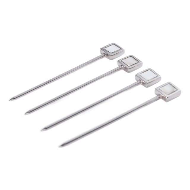 Spiga 4-Piece Set Cocktail Picks , Nickel For Sale