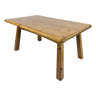 Brutalist Pine Dining Table by Wasa For Sale