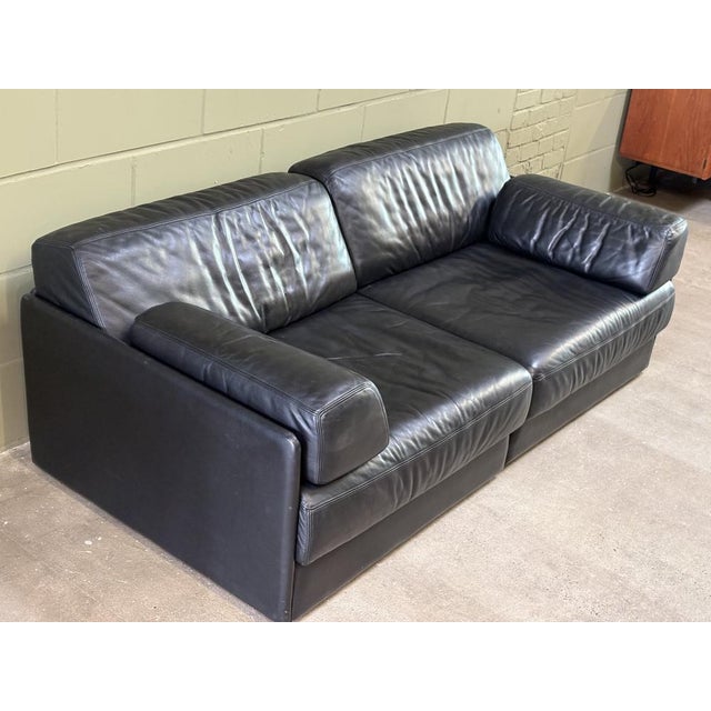 1980s Model DS-76 Daybed and Sofa in Black Leather by de Sede, 1980s, Set of 2 For Sale - Image 5 of 12