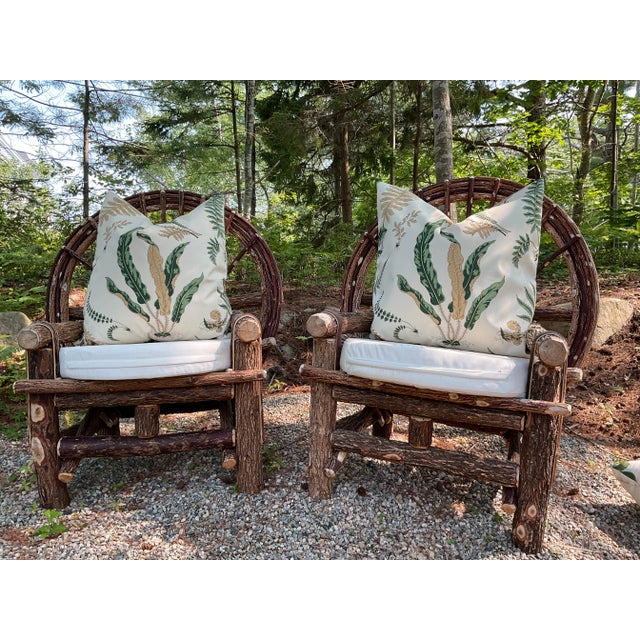 Mid-Century Modern Scalamandre Elsie De Wolfe Indoor/ Outdoor Pillows with Down-Filled Inserts - a Pair For Sale - Image 3 of 3
