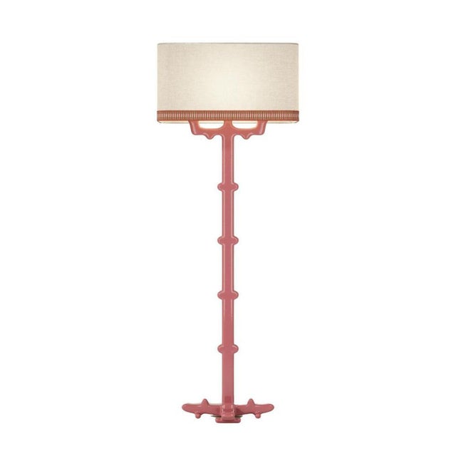 Contemporary Alba Floor Lamp in Ceramic and Linen with Samuel & Sons Trimming by Popus Editions For Sale - Image 3 of 9