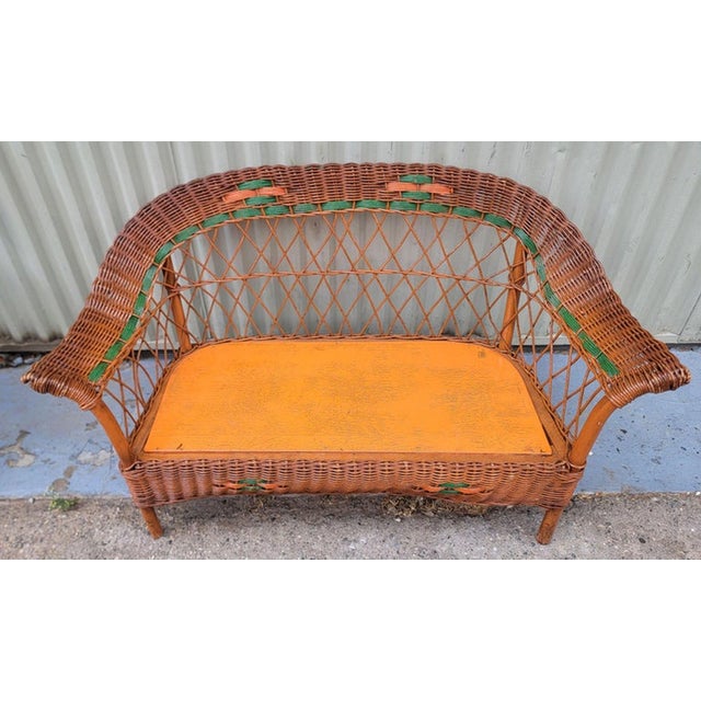 1940s 20Thc Wicker Child's Bar Harbor Settee & Chaise For Sale - Image 5 of 9
