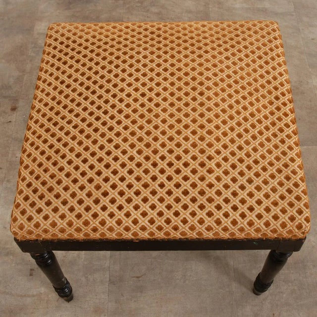 Black French 19th Century Ebonized & Upholstered Stool For Sale - Image 8 of 8