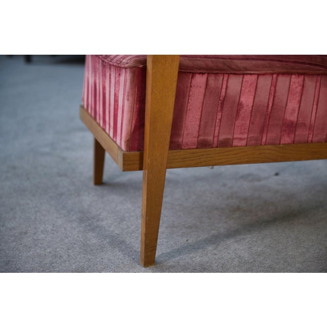 Oak and Velvet Armchair, 1940s For Sale - Image 12 of 14