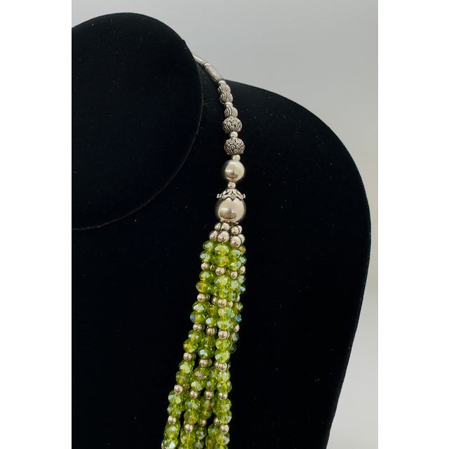 Vintage Bohemian Green Stones Multiple Strands Necklace For Sale - Image 4 of 7
