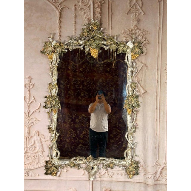Baroque Pair of Italian Baroque Wall Mirrors, Hand-Carved Wood, Circa 1960s For Sale - Image 3 of 16